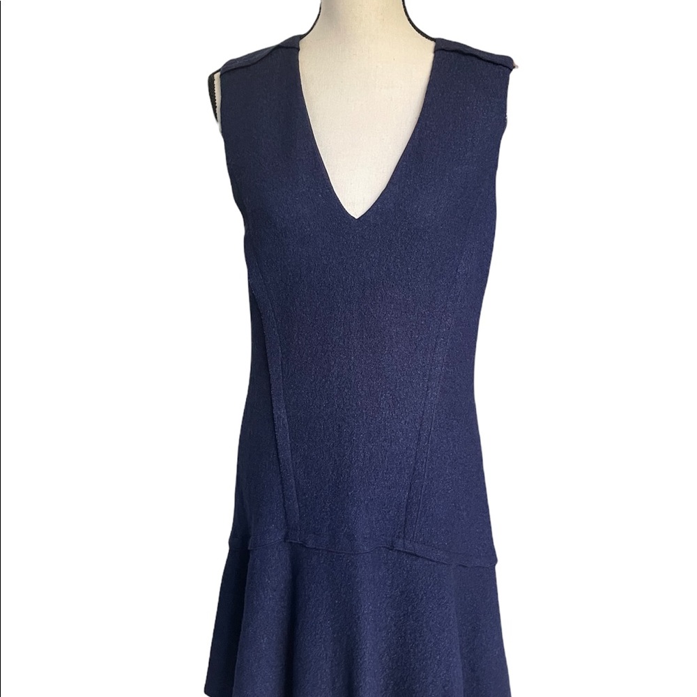 Ann Taylor Drop Waist Wool blend navy blue dress Size 8